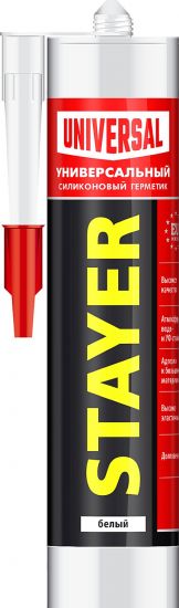 Герметик STAYER MASTER универсальный, силиконовый, белый, 260мл 