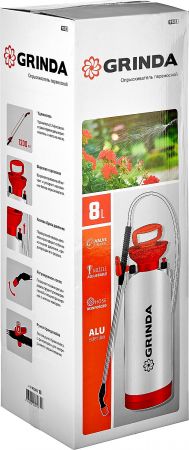Опрыскиватель садовый GRINDA Aqua Spray, широкая горловина, устойчивое дно, алюминиевый удлинитель, 8л 