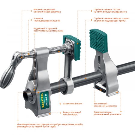 KRAFTOOL PC-34-11 3/4" струбцина трубная