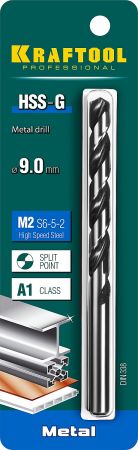 KRAFTOOL HSS-G 9.0 х125мм, Сверло по металлу HSS-G, сталь М2(S6-5-2) KRAFTOOL HSS-G 9.0 х125мм, Сверло по металлу HSS-G, сталь М2(S6-5-2)