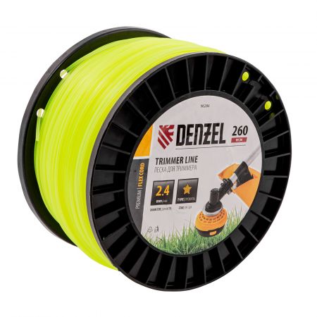 Леска для триммера звезда, 2,4мм х 260м, на DIN катушке FLEX CORD// Denzel Леска для триммера звезда, 2,4мм х 260м, на DIN катушке FLEX CORD// Denzel