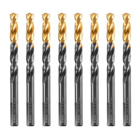 Сверло по металлу, 8,5 мм, HSS-Tin, Golden Tip, 8 шт. Denzel Сверло по металлу, 8,5 мм, HSS-Tin, Golden Tip, 8 шт. Denzel