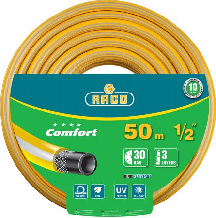 Шланг поливочный RACO COMFORT, 30атм., армированный, 3-х слойный, 1/2х50м