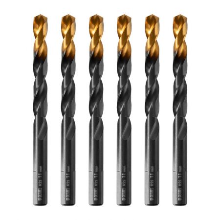 Сверло по металлу, 11 мм, HSS-Tin, Golden Tip, 6 шт. Denzel