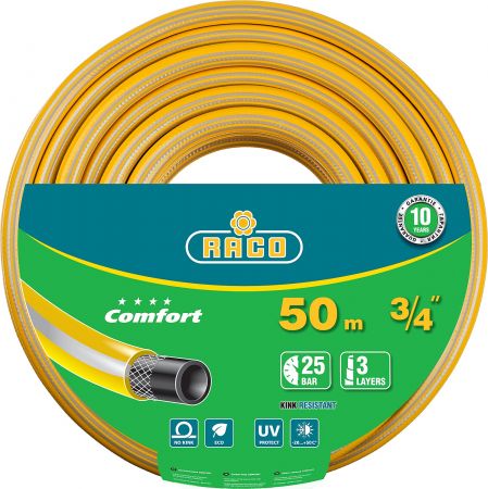 Шланг поливочный RACO COMFORT, 25атм., армированный, 3-х слойный, 3/4х50м