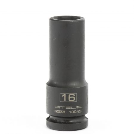 Головка ударная удлиненная шестигранная, 16 мм, 1/2, CrMo Stels