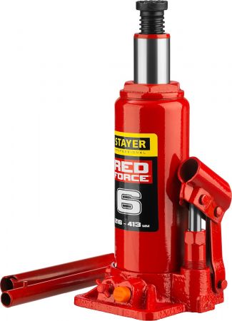 STAYER RED FORCE 6т 216-413мм домкрат бутылочный гидравлический STAYER RED FORCE 6т 216-413мм домкрат бутылочный гидравлический