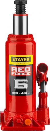 STAYER RED FORCE 6т 216-413мм домкрат бутылочный гидравлический STAYER RED FORCE 6т 216-413мм домкрат бутылочный гидравлический