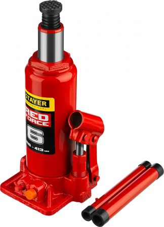 STAYER RED FORCE 6т 216-413мм домкрат бутылочный гидравлический STAYER RED FORCE 6т 216-413мм домкрат бутылочный гидравлический