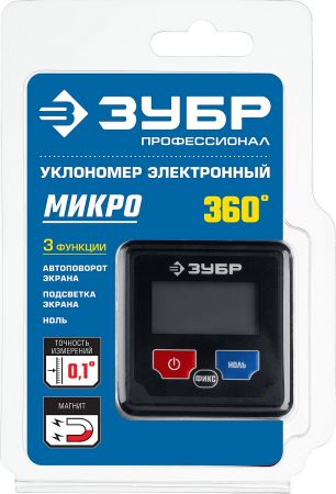 Уровень-угломер ЗУБР ЭКСПЕРТ МИНИ электронный магнитный, точность 0,1 Град Уровень-угломер ЗУБР ЭКСПЕРТ МИНИ электронный магнитный, точность 0,1 Град