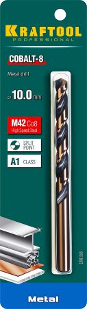 KRAFTOOL COBALT 10.0 х133мм, Сверло по металлу HSS-Co(8%) , сталь М42(S2-10-1-8) KRAFTOOL COBALT 10.0 х133мм, Сверло по металлу HSS-Co(8%) , сталь М42(S2-10-1-8)