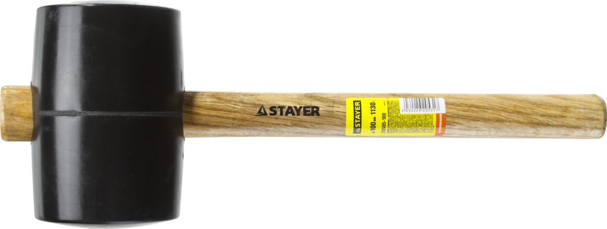 STAYER  1100г Чёрная резиновая киянка с деревянной рукояткой