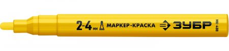 ЗУБР МК-400 желтый, 2-4 мм маркер-краска, круглый наконечник