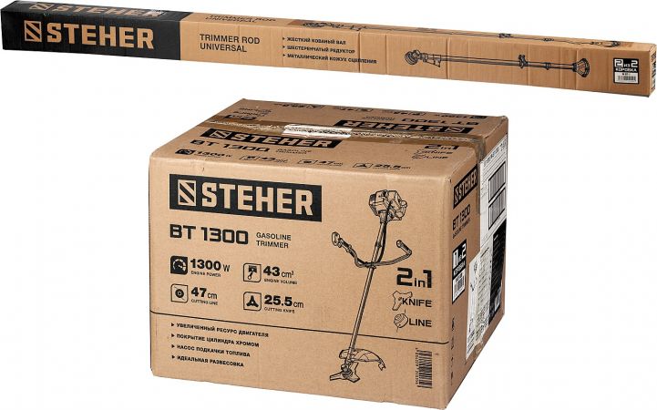 STEHER BT-1300 бензокоса, 1.3 кВт / 1.7 л.с., 43 см3