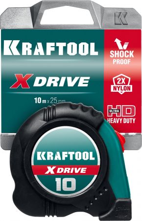 KRAFTOOL X-Drive 10м / 25мм рулетка с ударостойким обрезиненным корпусом KRAFTOOL X-Drive 10м / 25мм рулетка с ударостойким обрезиненным корпусом