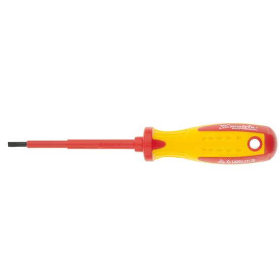 Отвертка Insulated, SL3 x 80 мм, CrMo, до 1000 В, двухкомпонентная рукоятка Matrix Professional