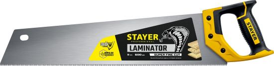 Ножовка многоцелевая (пила) "COBRA Laminator" 500мм, 11TPI, 3D высокоточный рез ламинир. дерев. и пластик. панелей, подоконников и труб, STAYER