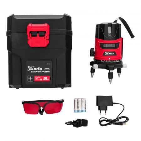Лазерный уровень CRX-30R, 30 м, красный луч, батарейки, резьба 5/8" MTX Лазерный уровень CRX-30R, 30 м, красный луч, батарейки, резьба 5/8" MTX
