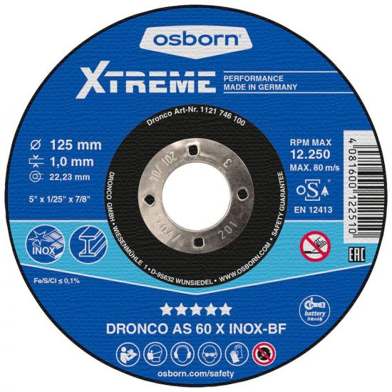 Отрезной диск по нержавейке AS60X XTREME 125x1,0x22,23 OSBORN