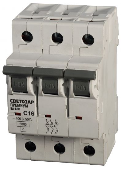 Выключатель автоматический СВЕТОЗАР "ПРЕМИУМ" 3-полюсный, 40 A, "C", откл. сп. 6 кА, 400 В