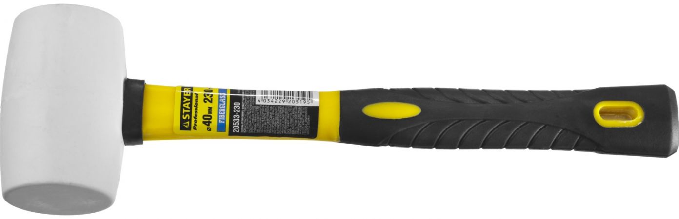 STAYER 230г Белая резиновая киянка с фиберглассовой рукояткой STAYER 230г Белая резиновая киянка с фиберглассовой рукояткой