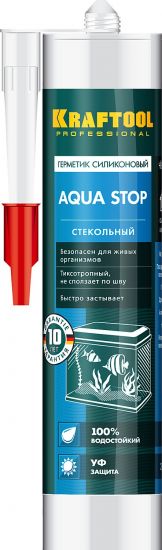 Герметик KRAFTOOL KRAFTSeal GX107 AQUA STOP силиконовый стекольный, черный, 300мл