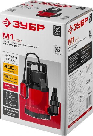 ЗУБР НПЧ-М1-400 дренажный насос с минимальным уровнем откачки, 400 Вт