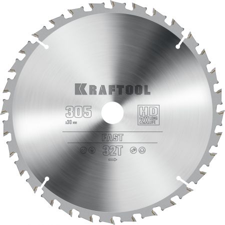 KRAFTOOL Fast, 305 х 30 мм, 32Т, пильный диск по дереву (36950-305-30) KRAFTOOL Fast, 305 х 30 мм, 32Т, пильный диск по дереву (36950-305-30)