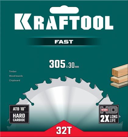 KRAFTOOL Fast, 305 х 30 мм, 32Т, пильный диск по дереву (36950-305-30) KRAFTOOL Fast, 305 х 30 мм, 32Т, пильный диск по дереву (36950-305-30)