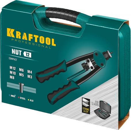 KRAFTOOL NUT-12 резьбовой двуручный заклепочник в кейсе KRAFTOOL NUT-12 резьбовой двуручный заклепочник в кейсе