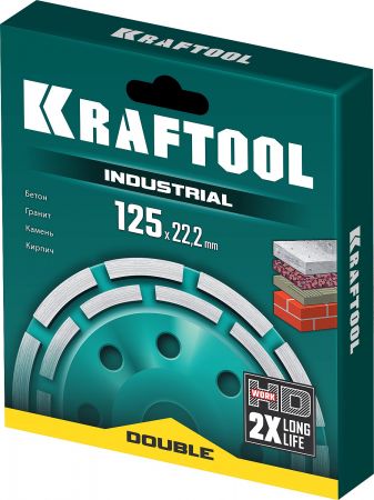 Двухрядная алмазная чашка Kraftool Double d 125 мм, INDUSTRIAL Двухрядная алмазная чашка Kraftool Double d 125 мм, INDUSTRIAL