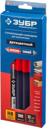ЗУБР КС-2 Двухцветный строительный карандаш 180 мм