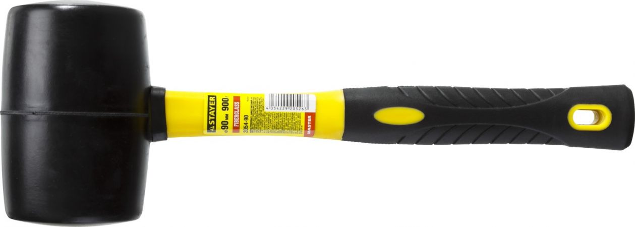STAYER 900г Чёрная резиновая киянка с фиберглассовой рукояткой STAYER 900г Чёрная резиновая киянка с фиберглассовой рукояткой
