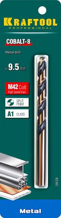 KRAFTOOL COBALT 9.5 х133мм, Сверло по металлу HSS-Co(8%) , сталь М42(S2-10-1-8)