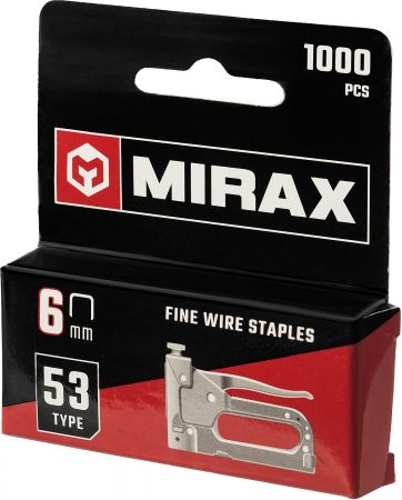 MIRAX 6 мм скобы для степлера тонкие тип 53, 1000 шт MIRAX 6 мм скобы для степлера тонкие тип 53, 1000 шт
