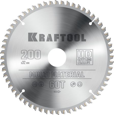 KRAFTOOL Multi Material, 200 х 32 мм, 60Т, пильный диск по алюминию (36953-200-32) KRAFTOOL Multi Material, 200 х 32 мм, 60Т, пильный диск по алюминию (36953-200-32)