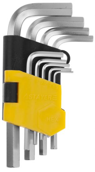 Набор STAYER Ключи MASTER имбусовые короткие, Cr-V, сатинированное покрытие, пластик. держатель, HEX 1,5-10мм, 9 пред 