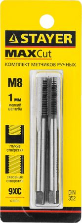 STAYER M8х1.0, комплект метчиков, 2 шт STAYER M8х1.0, комплект метчиков, 2 шт