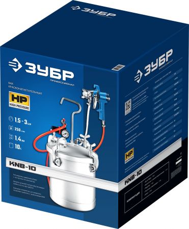 ЗУБР KNB-10, 10 л, Красконагнетательный бак с краскораспылителем, Профессионал (064064) ЗУБР KNB-10, 10 л, Красконагнетательный бак с краскораспылителем, Профессионал (064064)