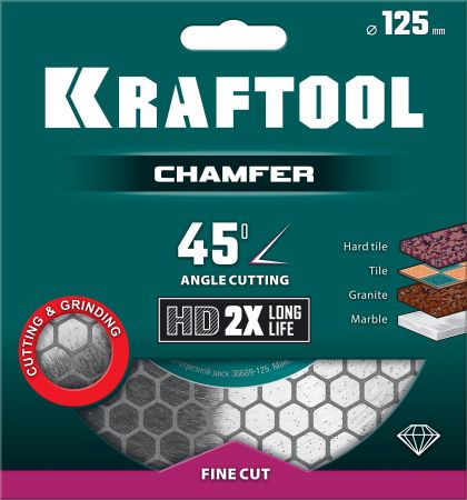 KRAFTOOL CHAMFER 125 мм (22.2 мм, 25х1.6 мм) Шлифовально-отрезной алмазный диск (36689-125) KRAFTOOL CHAMFER 125 мм (22.2 мм, 25х1.6 мм) Шлифовально-отрезной алмазный диск (36689-125)