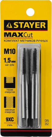STAYER M10х1.5, комплект метчиков, 2 шт STAYER M10х1.5, комплект метчиков, 2 шт