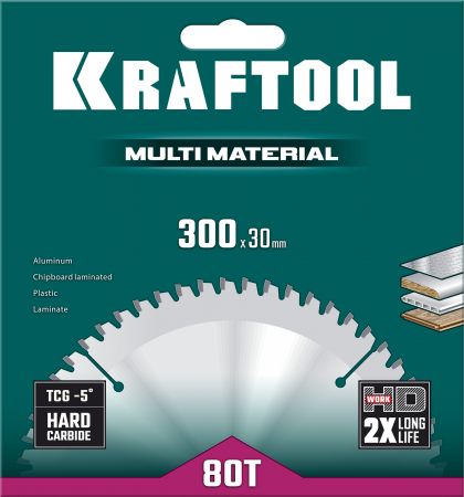 KRAFTOOL Multi Material, 300 х 30 мм, 80Т, пильный диск по алюминию (36953-300-30) KRAFTOOL Multi Material, 300 х 30 мм, 80Т, пильный диск по алюминию (36953-300-30)