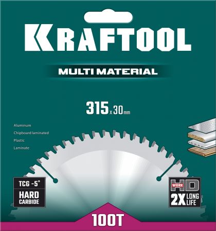 KRAFTOOL Multi Material, 315 х 30 мм, 96Т, пильный диск по алюминию (36953-315-30) KRAFTOOL Multi Material, 315 х 30 мм, 96Т, пильный диск по алюминию (36953-315-30)