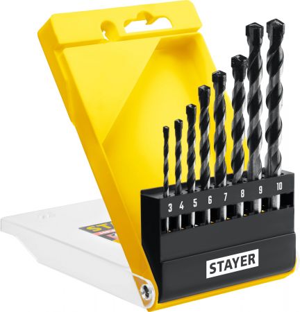 STAYER HERCULES 8 шт:  d 3-4-5-6-7-8-9-10 мм набор сверл по бетону PROFESSIONAL