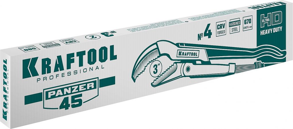 KRAFTOOL PANZER-45, №4, ключ трубный, изогнутые губки KRAFTOOL PANZER-45, №4, ключ трубный, изогнутые губки