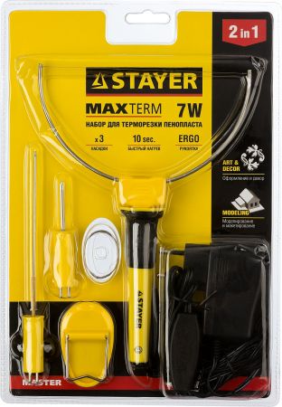 Прибор STAYER MASTER MAXtermo для художественной резки пенопласта, пластика, 3 насадки, 7Вт	