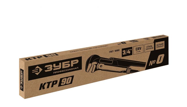 Ключ трубный ЗУБР КТР-90, №0, прямые губки