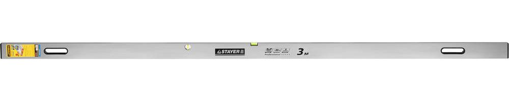 Правило-уровень STAYER PROFI алюминиевый, 2 глазка, 2 ручки, усилен прямоуг профиль, с ребром жесткости, 3,0м 