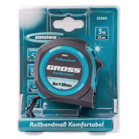 Рулетка Komfortabel 5 м х 25 мм, обрезиненный корпус Gross Рулетка Komfortabel 5 м х 25 мм, обрезиненный корпус Gross