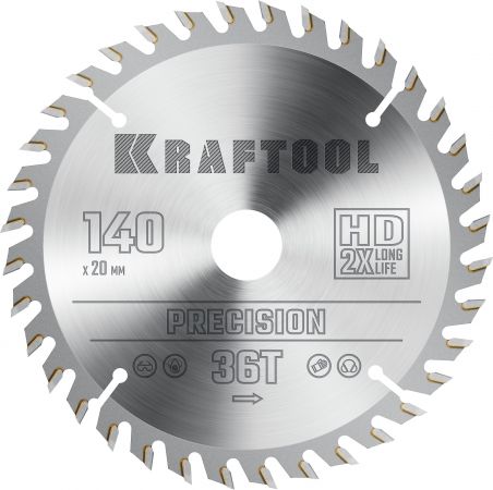 KRAFTOOL Precision, 140 х 20 мм, 36Т, пильный диск по дереву (36952-140-20)